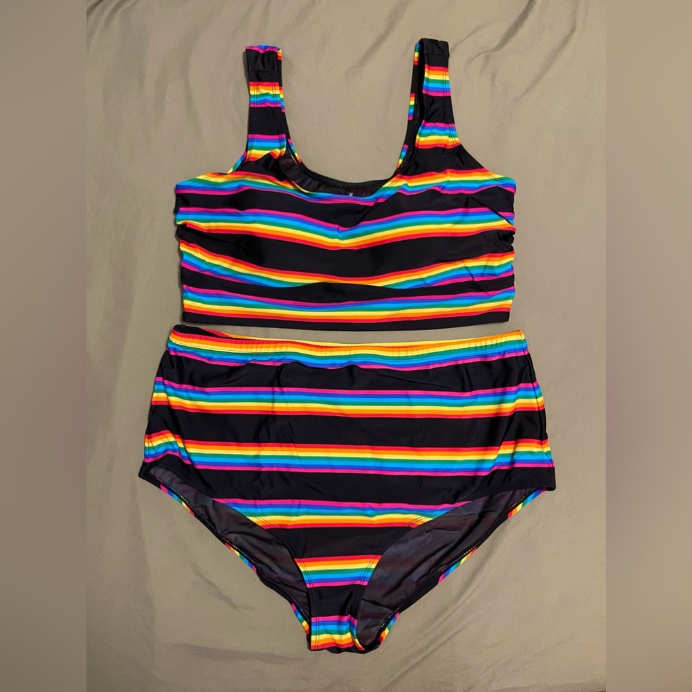 Torrid Rainbow Stripe Bikini Size 3